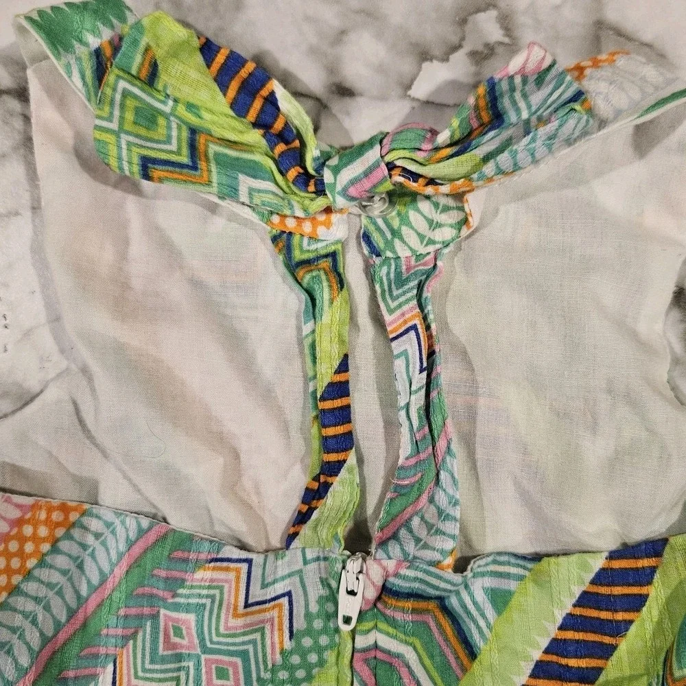 Rare Editions Girls Dress Sz 3T Sleeveless Geometric‎ Stripe Party Spring Easter